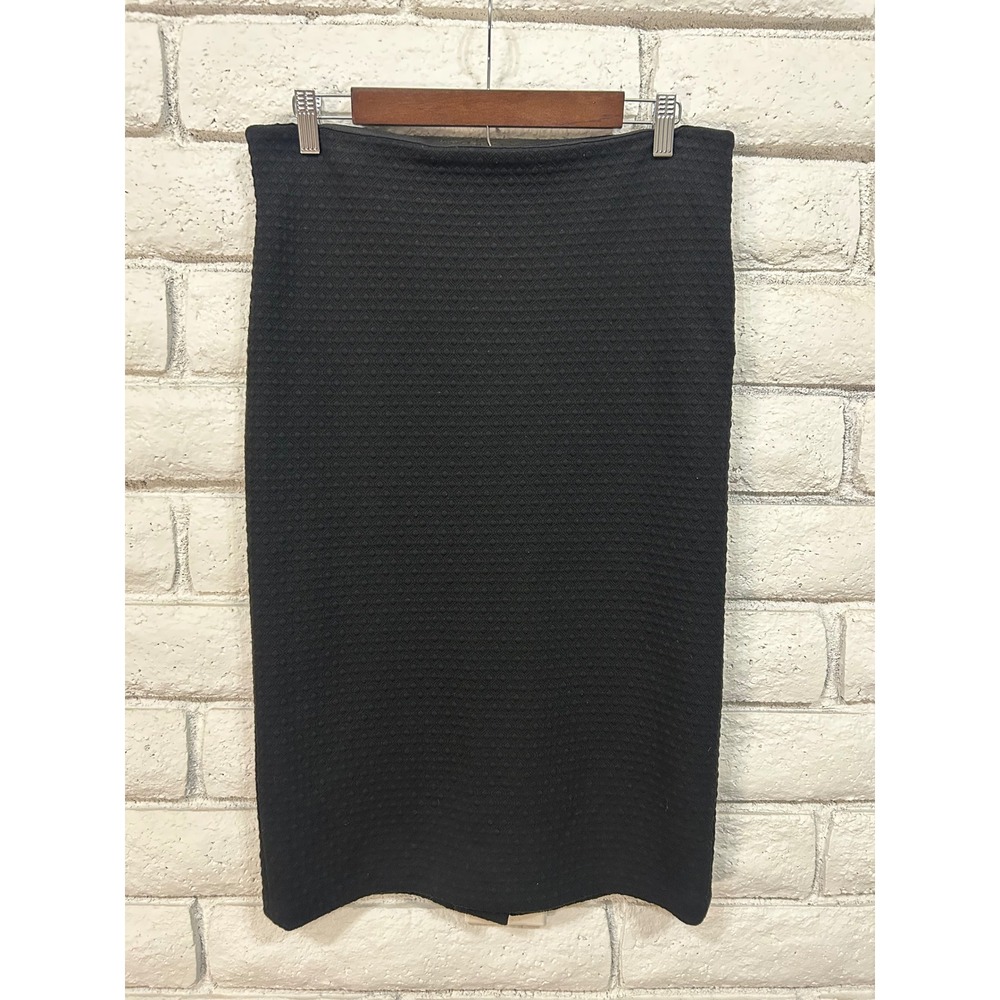 Ann Taylor LOFT Black Diamond Textured Knit Pencil Skirt Side Zip Womens Medium